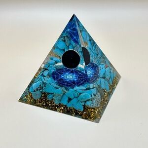 Orgonite Pyramid Obsidian Sphere and Howlite